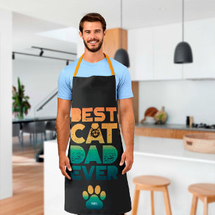 レトロ ビンテージ サンセット 父の日 いちばんの猫パパ エプロン