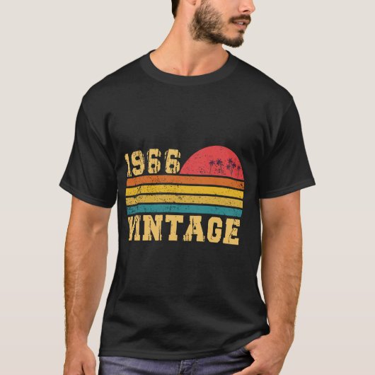 レトロ ビンテージ サンセット 1966 バースデー Tシャツ (正面)