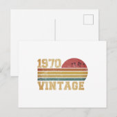 レトロ ビンテージ サンセット 1970 バースデー ポストカード (正面/裏面)