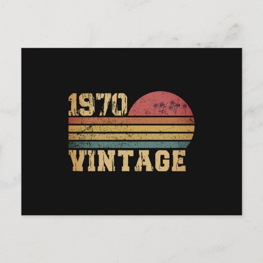 レトロ ビンテージ サンセット 1970 バースデー ポストカード (正面)