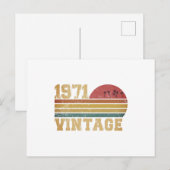 レトロ ビンテージ サンセット 1971年 誕生日 ポストカード (正面/裏面)