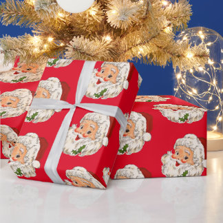 レトロ ビンテージ サンタクロース クリスマス ラッピングペーパー