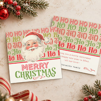 レトロ ビンテージ サンタ HO HO HO メリークリスマス カード