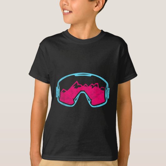 レトロ ビンテージ スキースノーボード ゴーグル 80年代 90年代 スキー Tシャツ (正面)