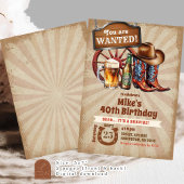 レトロ ビンテージ ビール ブーツ カウボーイ 大人の誕生日 招待状
