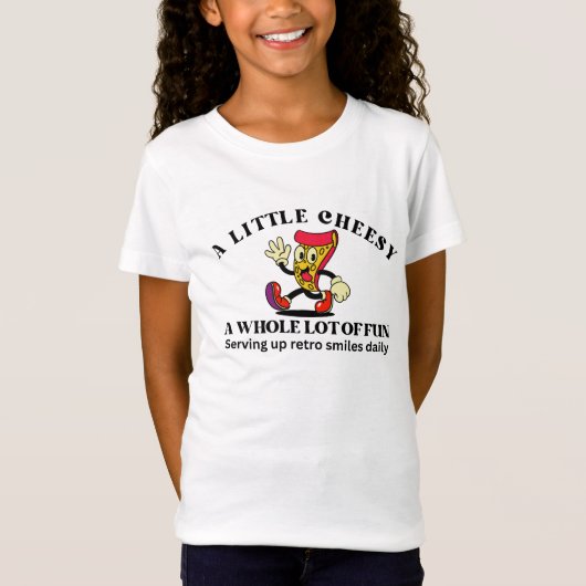レトロ ビンテージ ピザ カートゥーン Tシャツ (正面)