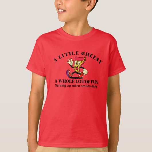 レトロ ビンテージ ピザ カートゥーン Tシャツ (正面)