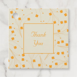 レトロ ビンテージ ピーチファズ オレンジの花模様 フェイバータグ