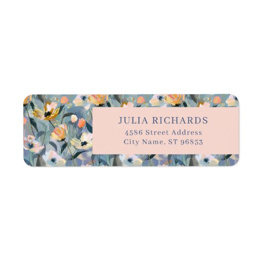 レトロ ビンテージ フラワー 返送先ラベル ラベル (正面)