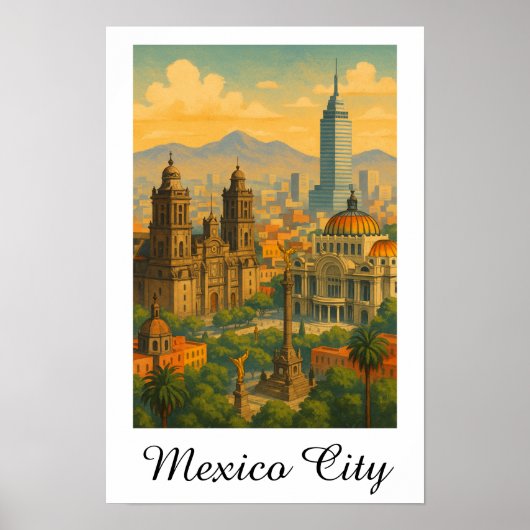 レトロ ビンテージ メキシコシティ CDMX 旅行 ポスター (正面)