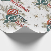 レトロ ビンテージ メリークリスマス ラッピングペーパー (角)