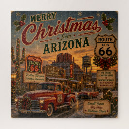 レトロ ビンテージ ルート66 クリスマス アリゾナ ジグソーパズル