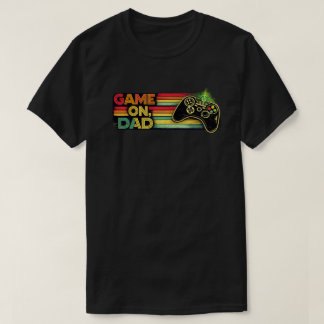 レトロ ビンテージ レインボー ゲームオン パパ ゲーマー アート Tシャツ