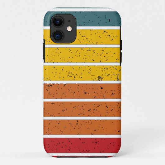 レトロ ビンテージ レインボー 日没 ストライプ Case-Mate iPhoneケース (裏面)
