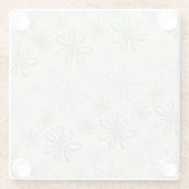 レトロ ビンテージ 緑 紫 小花柄 ガラスコースター (裏面)