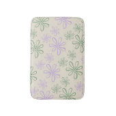 レトロ ビンテージ 緑 紫 小花柄 バスマット (正面縦)