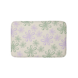 レトロ ビンテージ 緑 紫 小花柄 バスマット