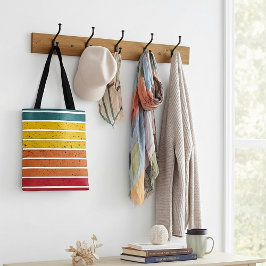 レトロ ビンテージ 虹色の夕焼け ストライプ トートバッグ