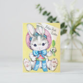 レトロ ビンテージ 赤ちゃんの初めてのイースター ポストカード (スタンド正面)