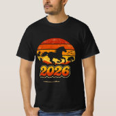 レトロ ビンテージ 馬 夕焼け 2026 Tシャツ (正面)