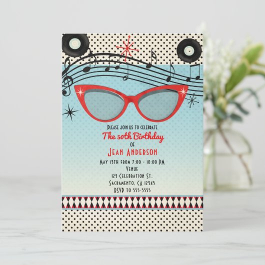 レトロ ビンテージ 1950年代 どのイベントにも使える招待状 招待状 (スタンド正面)