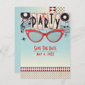 レトロ ビンテージ 1950年代 フィフティーズ パーティー 保存日付のお知らせ 案内ポストカード (正面/裏面)