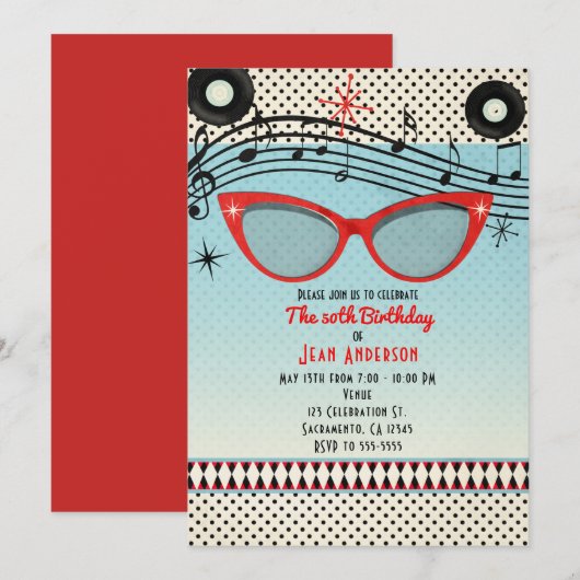 レトロ ビンテージ 1950年代 50年代 どんなイベントでも 招待状 (正面/裏面)