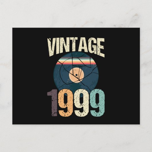 レトロ ビンテージ 1999 21歳の誕生日 レコード ビニール ビン ポストカード (正面)