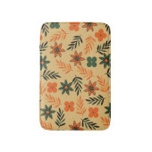 レトロ ビンテージ 70年代 花柄 フラワーリーフパターン バスマット (正面縦)