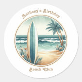 レトロ ビーチクラブ 海岸 サーフ 生誕祭 ラウンドシール (正面)