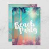 レトロ ビーチパーティー 太陽の木 暑い夏のパーティー 案内ポストカード (正面/裏面)