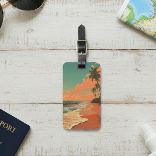 レトロ ビーチ 旅行 海の風景 アウトドア ラゲッジタグ
