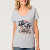 レトロ ビーチ 読書 本 ガール サマー Tシャツ (正面)