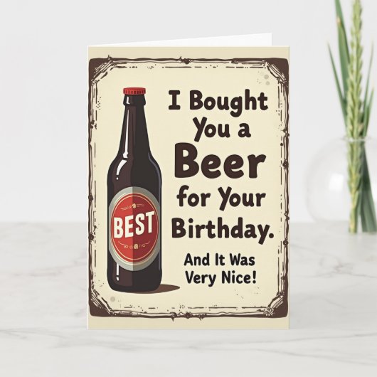 レトロ ビール 誕生日カード カード (正面)