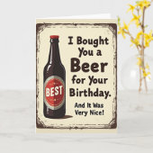 レトロ ビール 誕生日カード カード (黄色い花)