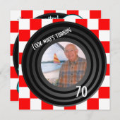 レトロ·ビ刺激を受けたニール·レコード誕生日パーティー 招待状 (正面/裏面)