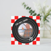 レトロ·ビ刺激を受けたニール·レコード誕生日パーティー 招待状 (スタンド正面)