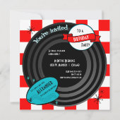 レトロ·ビ刺激を受けたニール·レコード誕生日パーティー 招待状 (裏面)