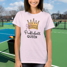 レトロ ピックルボール クイーン ピンク モノグラム レディース Tシャツ