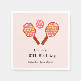 レトロ・ピックルボール・パドル 誕生日カスタム  スタンダードカクテルナプキン