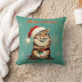レトロ ピンアップ ビンテージ 猫 クリスマス クッション (ブランケット)