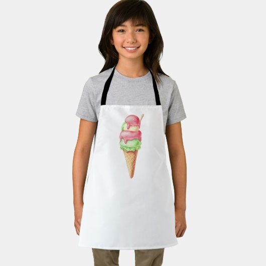 レトロ ピンクとグリーンのアイスクリームコーン エプロン (インサイチュ)