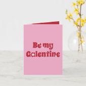 レトロ ピンクとレッド 私のガレンタインに ギフトカード カード (黄色い花)