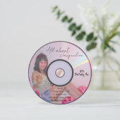 レトロ ピンク ガールズ ミュージックCD 誕生日 招待状 (スタンド正面)