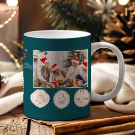 レトロ ピンク グリーン クリスマス コーヒーマグカップ