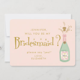 レトロ ピンク & ゴールド 手書き ブライズメイド 提案 招待状