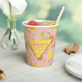 レトロ ピンク サマー シトラス フルーツ バースデー 紙コップ