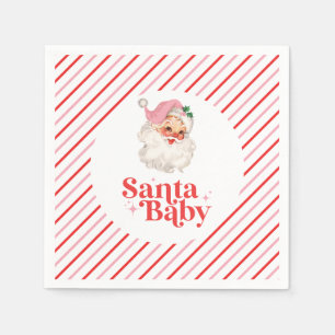 レトロ ピンク サンタ ベイビー クリスマス ベイビーシャワー スタンダードカクテルナプキン