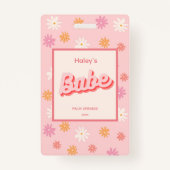 レトロ ピンク ダイシー ブライズメイド パーティー VIPパス バッジ (正面)