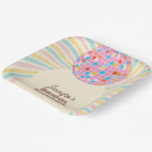 レトロ ピンク ディスコボール グルーヴィー ボヘミアンスタイルのウェディングシャワー ペーパープレート (傾斜あり)